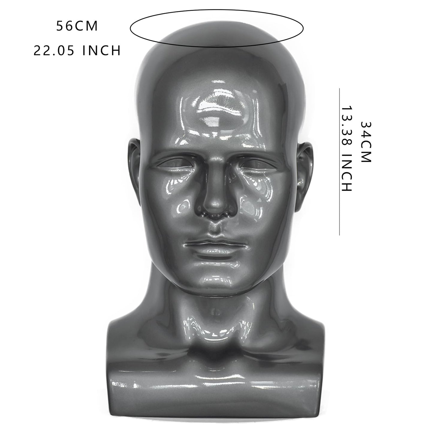 BLTYXT PVC Male Mannequin Head Professional Manikin Training Head for Display Headphone Game Console Hats Wigs Jewellery Glasses Facemask Caps Model Head (L90hh)