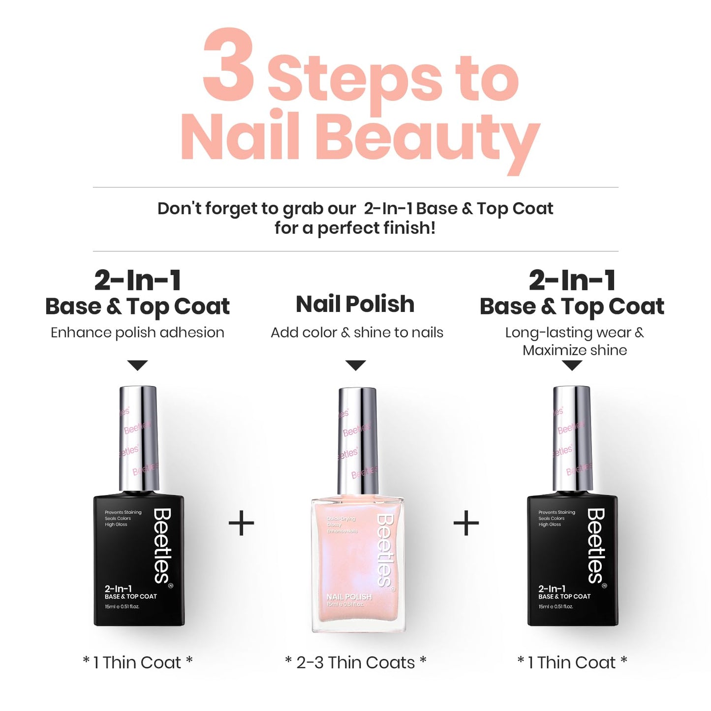 Beetles Nail Polish - Nude Nail Polish Glossy Nail Lacquer Nail Concealer Fast Dry Quick Shimmer Blue Nail Strengthener and Growth Treatment for Thin and Damaged Nails,0.51 FL OZ
