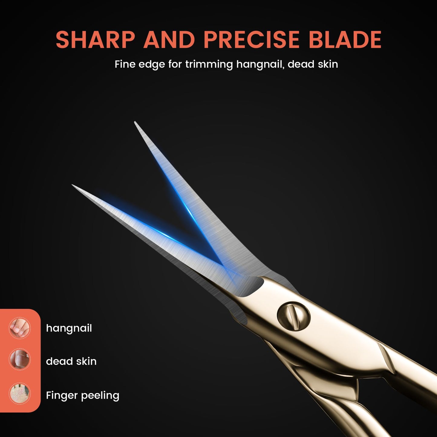 BEZOX Curved Cuticle Scissors - Precision Manicure Scissor Nail Cuticle Trimmer, Professional Stainless Steel Nail Scissors for Cuticle Care, Cuticle Cutter Small Scissors for Women - Golden