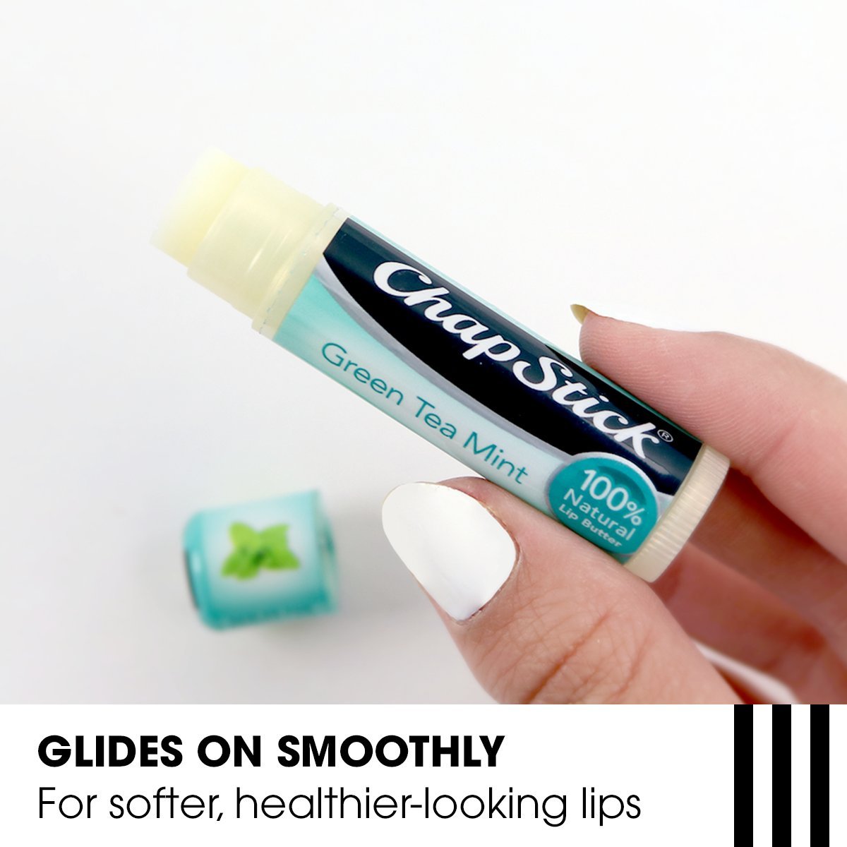 ChapStick Green Tea Mint 100 Percent Natural Ingredients Lip Butter, Moisturizing Lip Balm - 0.15 Oz