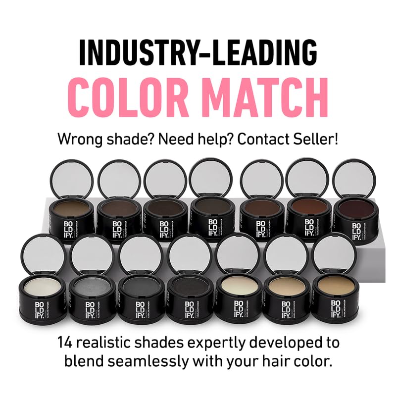 BOLDIFY Hairline Powder - Root Touch Up Hair Color for Gray Coverage - Bald Spot Concealing Hair Powder for Women & Men - 48-Hour Stain-Proof - Medium Blonde