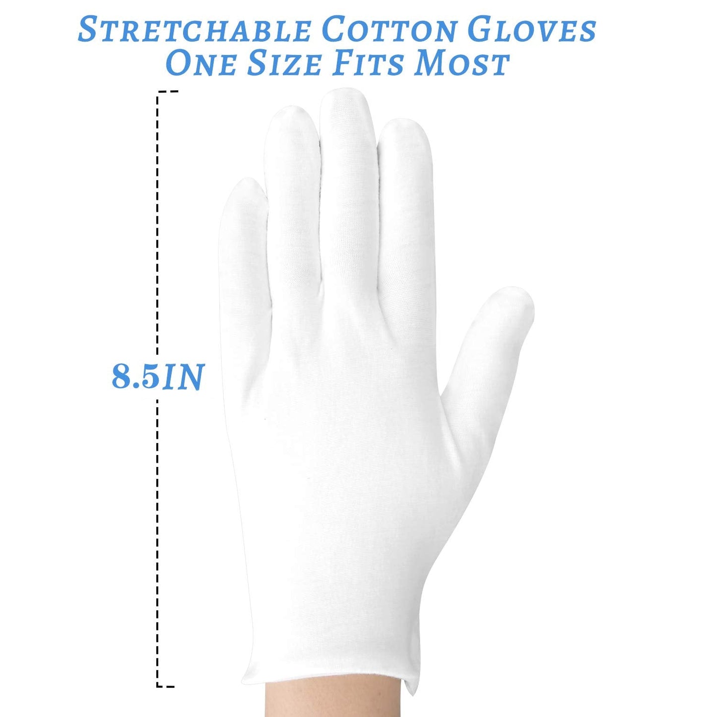 8Pairs White Cotton Gloves for Eczema, White Cotton Eczema Gloves for Dry Hands Sleeping, Breathable Machine Washable Cloth for Men and Women 1