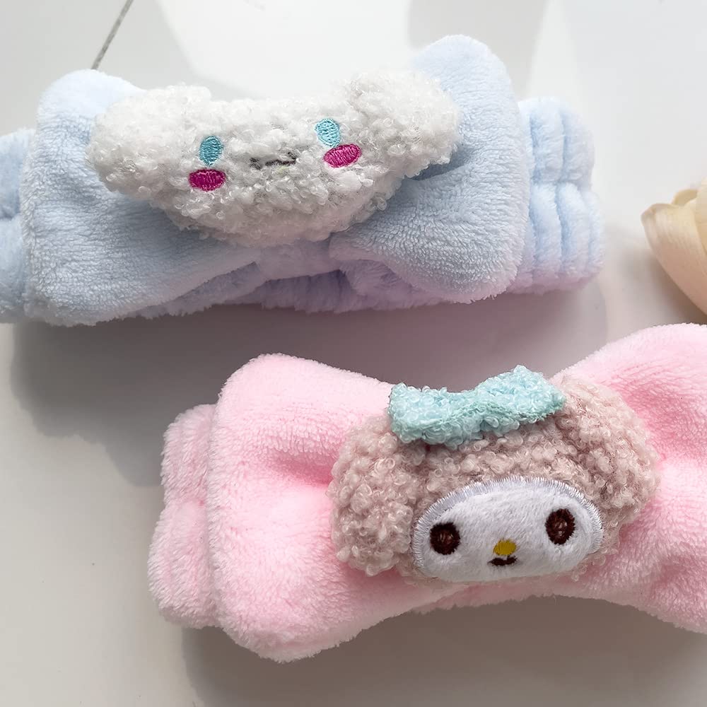 Bliqlriy Kawaii Spa Headband, Cute Headband for Women Facial Makeup, Washing, Party, Soft Microfiber Coral Skincare Shower Fluffy Towel Headbands Hair Band for Girls