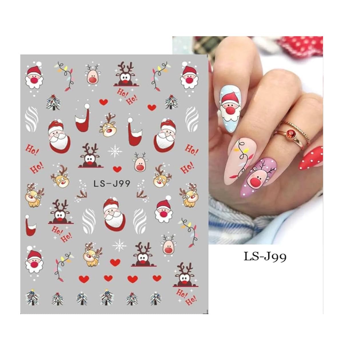 9 Sheets Christmas Nail Stickers Snowflake Nail Decals Snowman Elk Tree Santa Claus Nail Stickers Design Stickers 3D Self-Adhesive Holiday Xmas Nail Decals for Nail Art Manicure Decorations