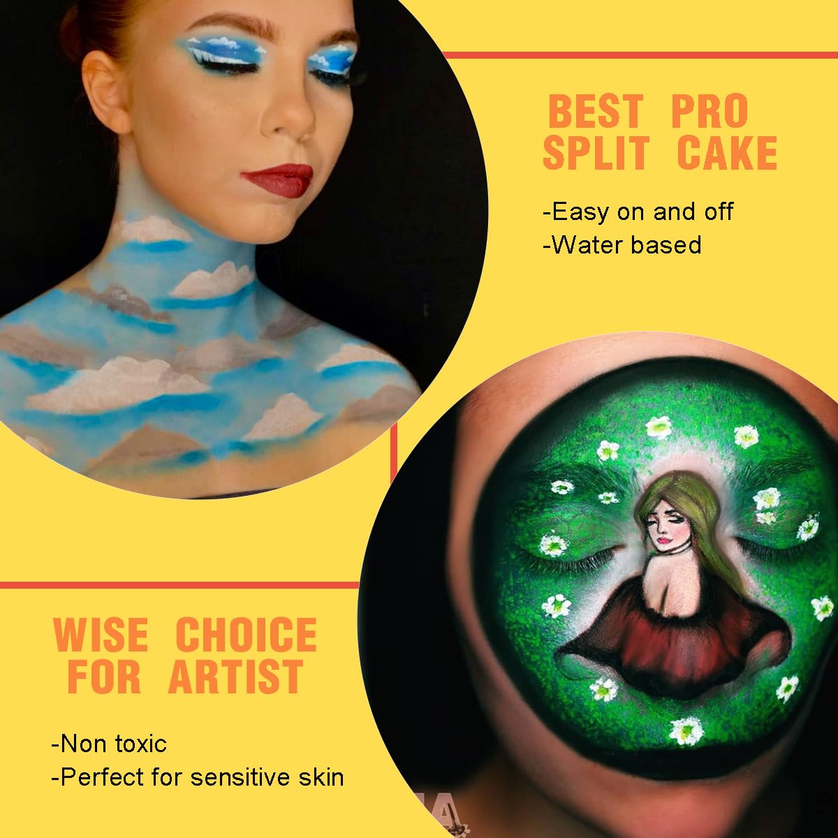Bowitzki 10g Split Cake Face Paint Professional For Kids Adults One Stroke Split Cake Non Toxic Rainbow Flora Dolphin Unicorn Flame Body Paint Makeup (Dolphin)