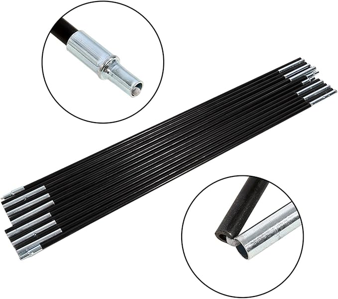 Cocoarm Replacement Tent Poles, Black Preassembled Tent Pole Outdoor Camping Fiber Glass Rod Double Tent Pole Support Frames Kit