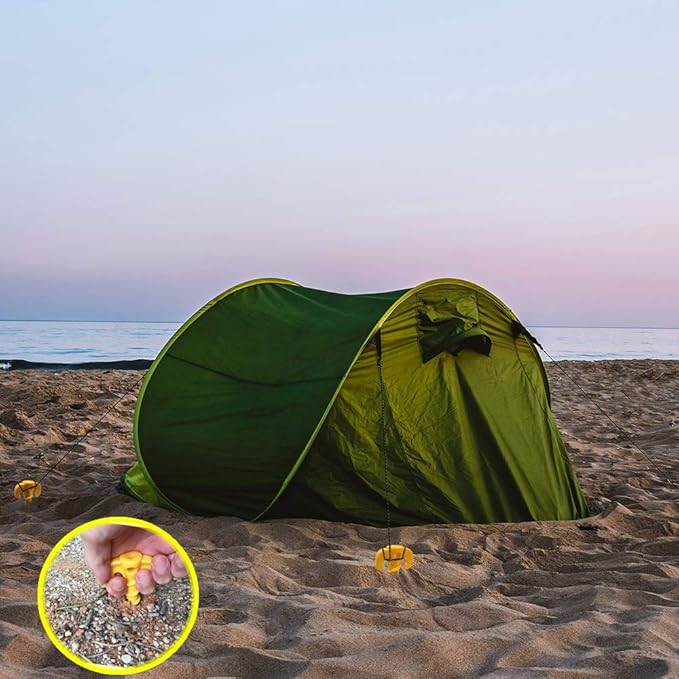 Canopy Stakes Camping Stakes Beach Tent Stakes Heavy Duty Screw Shape 25 cm 10 inch - 10 Pack Yellow …