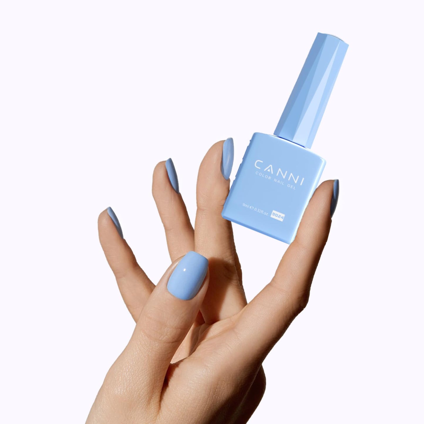 CANNI Baby Blue Gel Nail Polish, Light Blue Pastel Color, 1Pcs High Gloss Soak Off U V Gel Nail Polish for French Nail Manicure Salon DIY