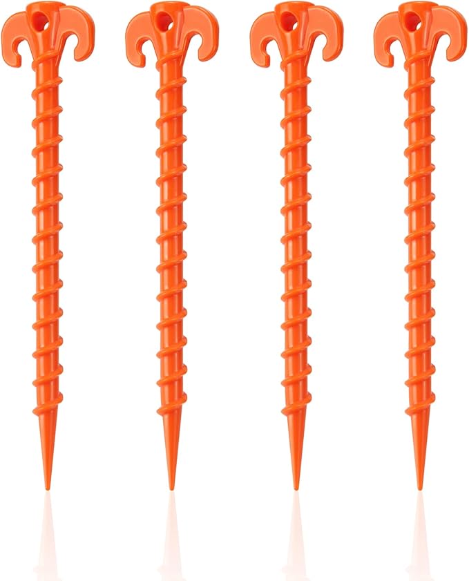 Canopy Stakes Canopy Anchor Beach Tent Stakes Heavy Duty Screw Shape 25 cm 10 inch - 4 Pack Orange …