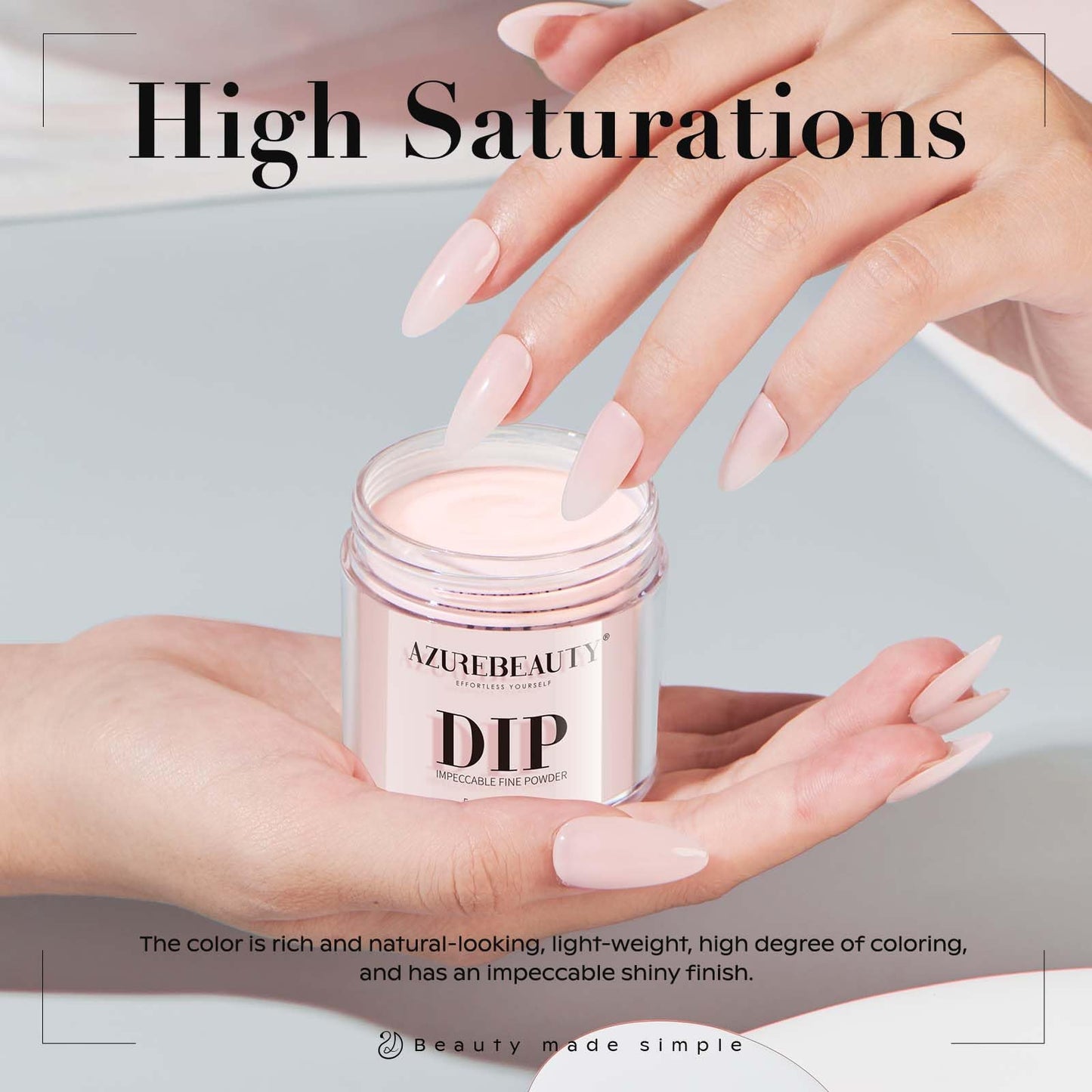 AZUREBEAUTY Dip Powder - Nude Pink Color 2Oz/56g, Sheer Salmon Pink Rose Soft Peach Pink Dipping Powder Crystal Natural Nail Art Starter Manicure Salon DIY Home for Starter Gift