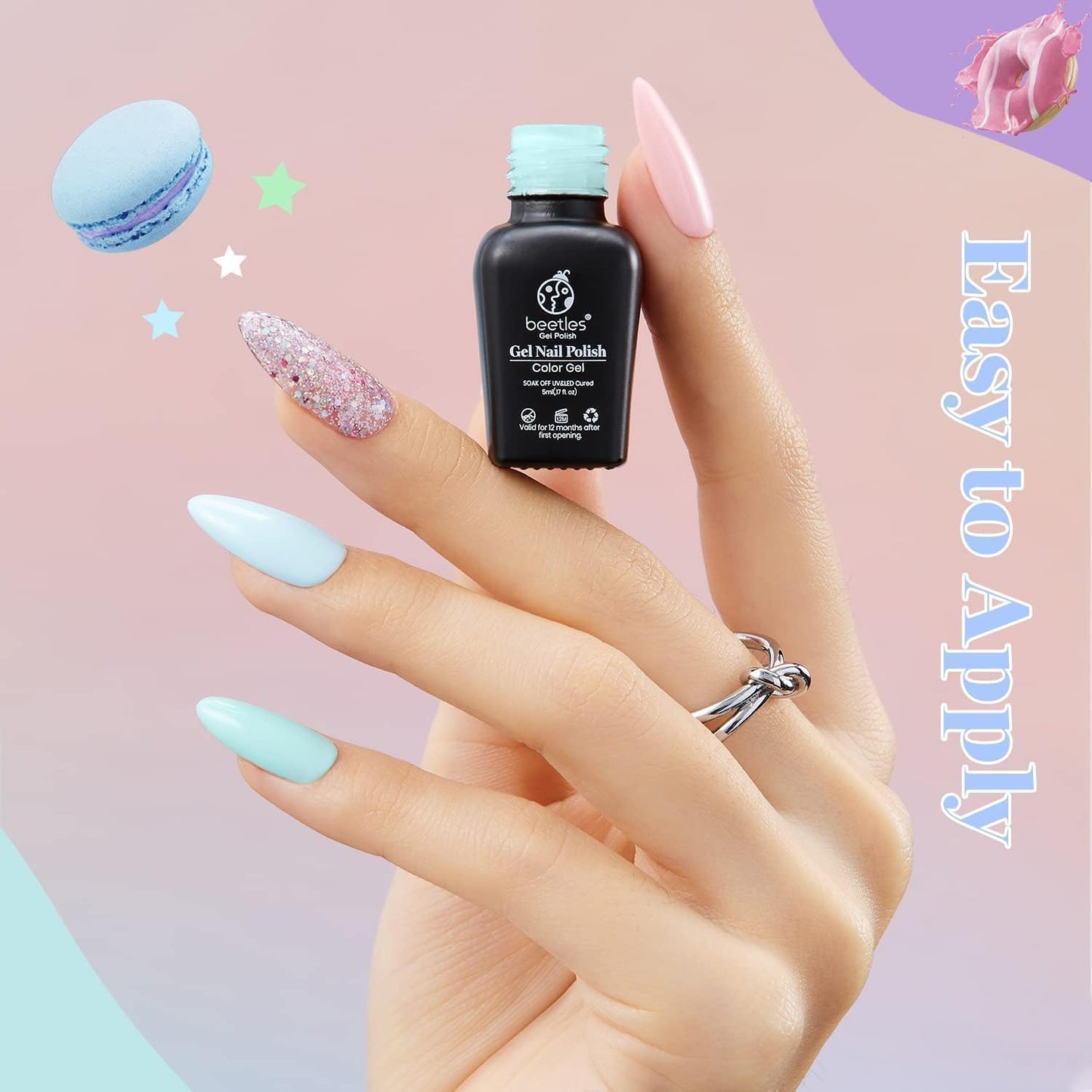 Beetles Pastel Gel Nail Polish Set, 20 Color Macaron Colors Bright Pink Green Spring Nail Polish Kit with Base Gel Glossy & Matte Top Coat Soak off Uv Nail Art Gift for Women