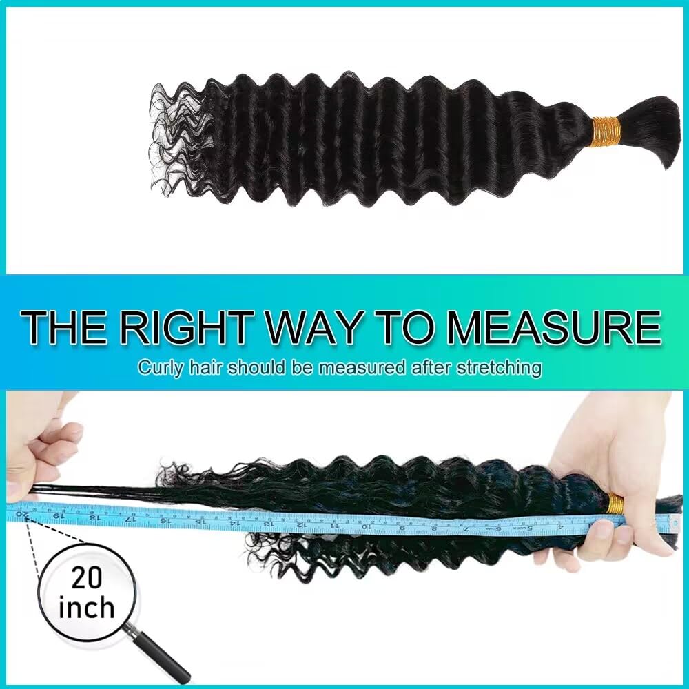 99J Human Braiding Hair 14 Inch Deep Wave Bulk Human Hair for Braiding 6 Bundle 150g
