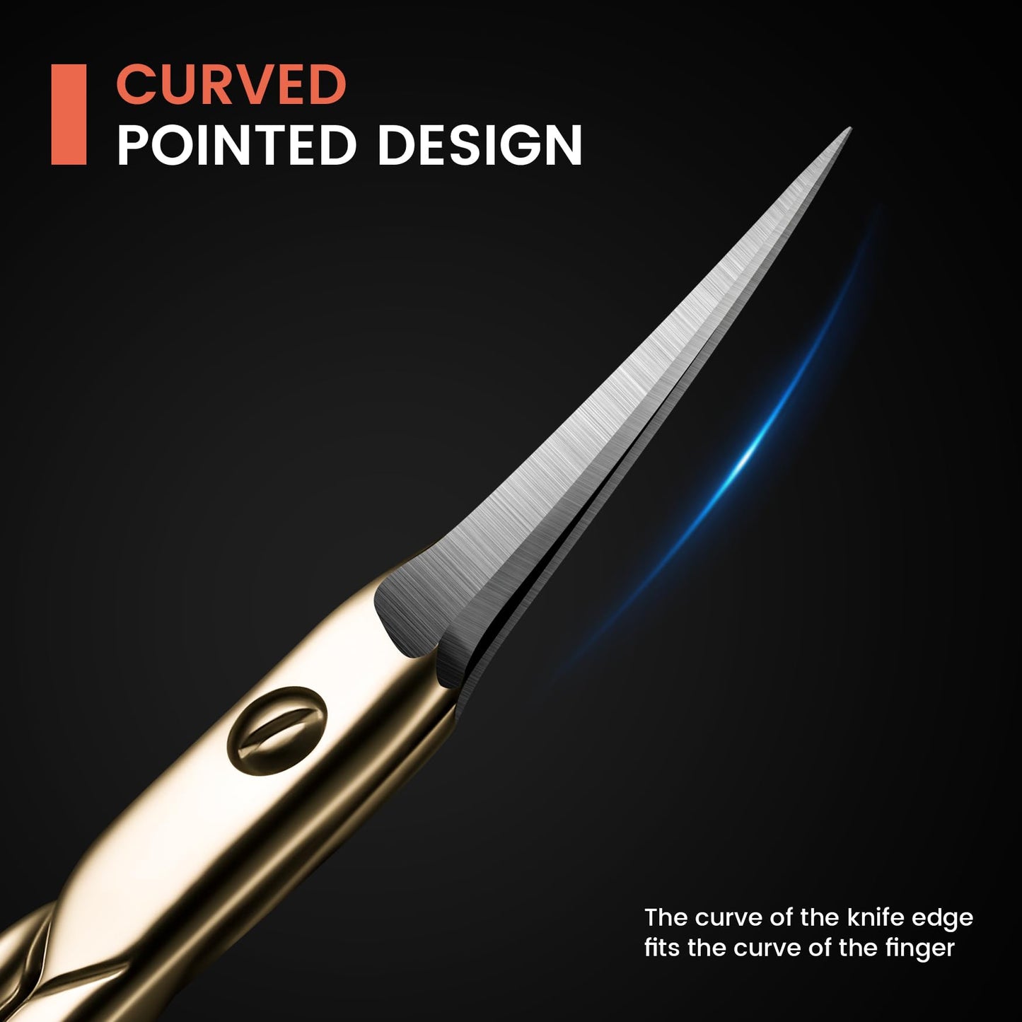 BEZOX Curved Cuticle Scissors - Precision Manicure Scissor Nail Cuticle Trimmer, Professional Stainless Steel Nail Scissors for Cuticle Care, Cuticle Cutter Small Scissors for Women - Golden