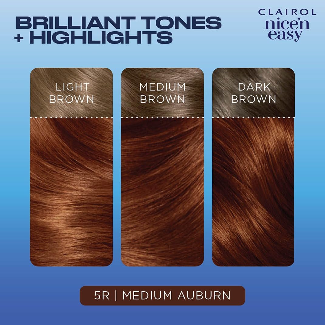 Clairol Nice'n Easy Permanent Hair Dye, 5R Medium Auburn Hair Color, Pack of 1