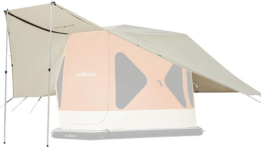 ACACIA Canopy XL for Space Acacia Camping System, PU2000 Waterproof Camping Tarp for 4 Season Camping, UPF50+ Sunproof Tent Tarp with 4 Telescoping Poles, Carry Bag, Almond