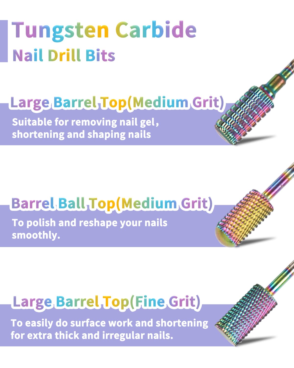 BQAN Nail Drill Bits, 17Pcs Tungsten Carbide Drill Bit Set, Professional 3/32'' Nail Bits For Nail Drill Efile, Acrylic Nails, Manicure Pedicure, Home Salon Nail Art Supplies