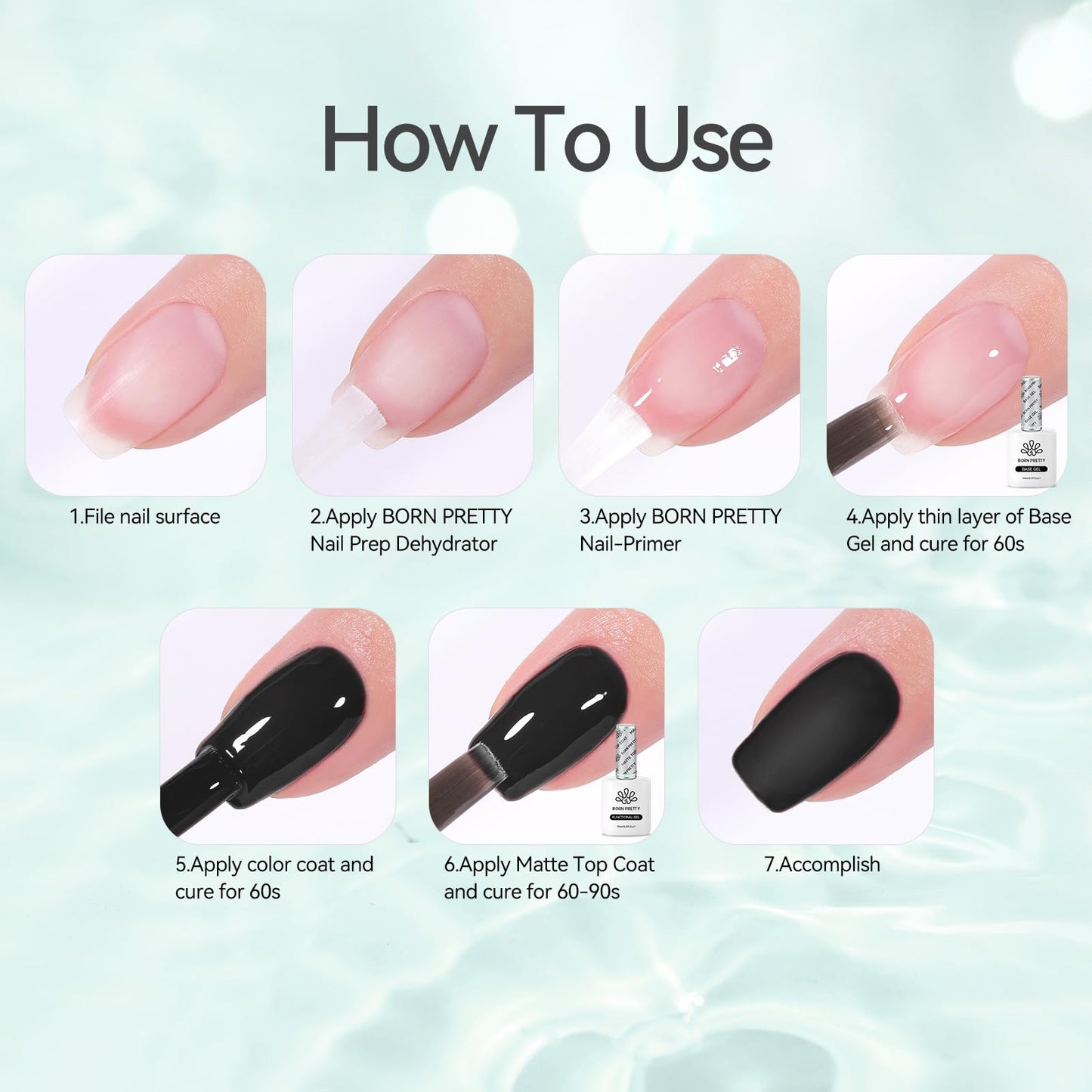 Born Pretty Matte Gel Top Coat, Matte Finish Nail Polish Top Coat Matte Gel Top Coat for Gel Nail Polish, 15ml No Wipe Matte Finish for Long Lasting Gel Nail Art DIY