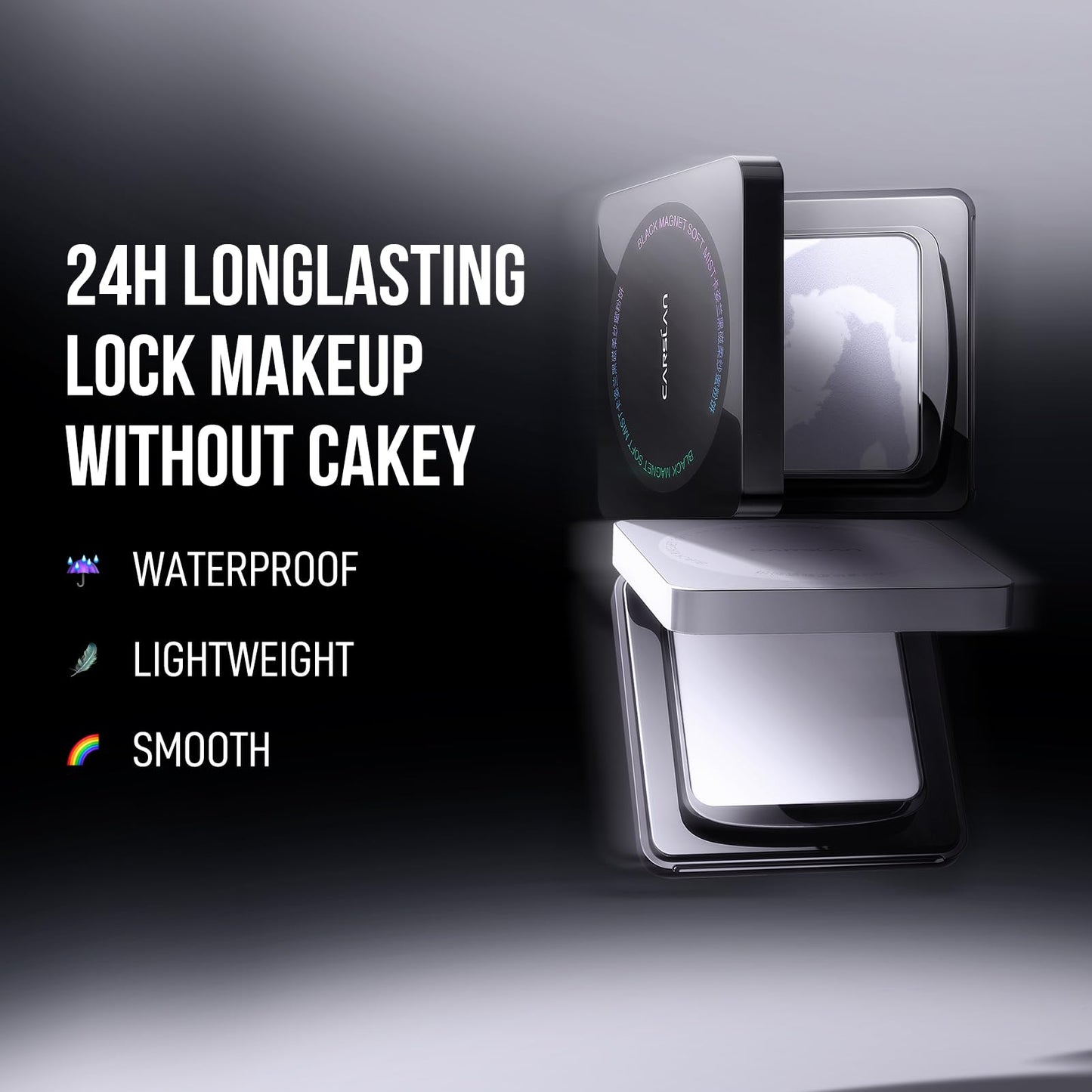 CARSLAN Oil Control Face Pressed Powder Compact, 24H Longlasting Waterproof Pressed Setting Powder Foundation Makeup, Shine Free, Poreless, Smooth, 01 Translucent for dry skin (0.28Oz) (0.28Oz)