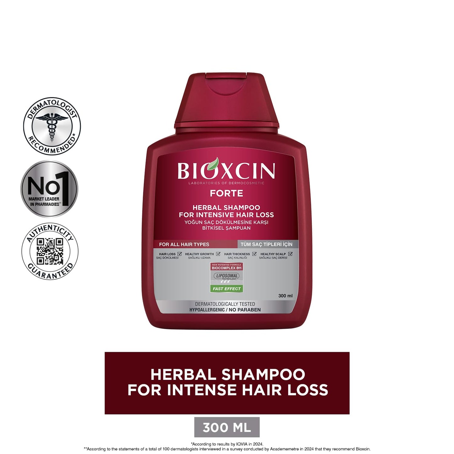 BIOXCIN Herbal Care Shampoo - Bioxcin Forte Herbal Shampoo For Intensive Hair Loss, Red