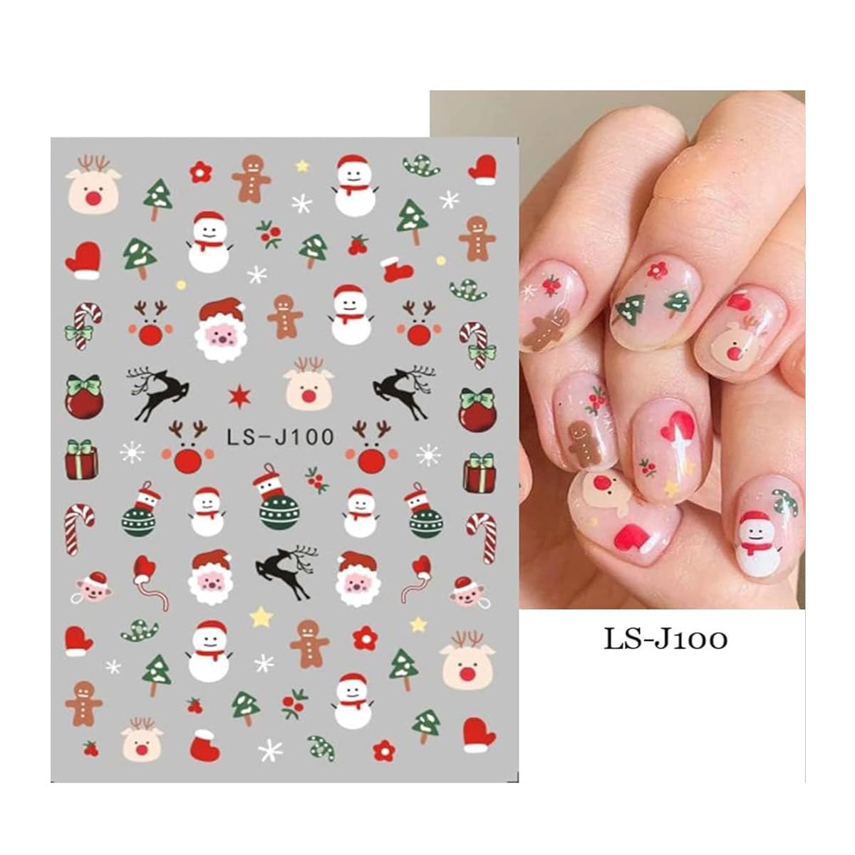 9 Sheets Christmas Nail Stickers Snowflake Nail Decals Snowman Elk Tree Santa Claus Nail Stickers Design Stickers 3D Self-Adhesive Holiday Xmas Nail Decals for Nail Art Manicure Decorations