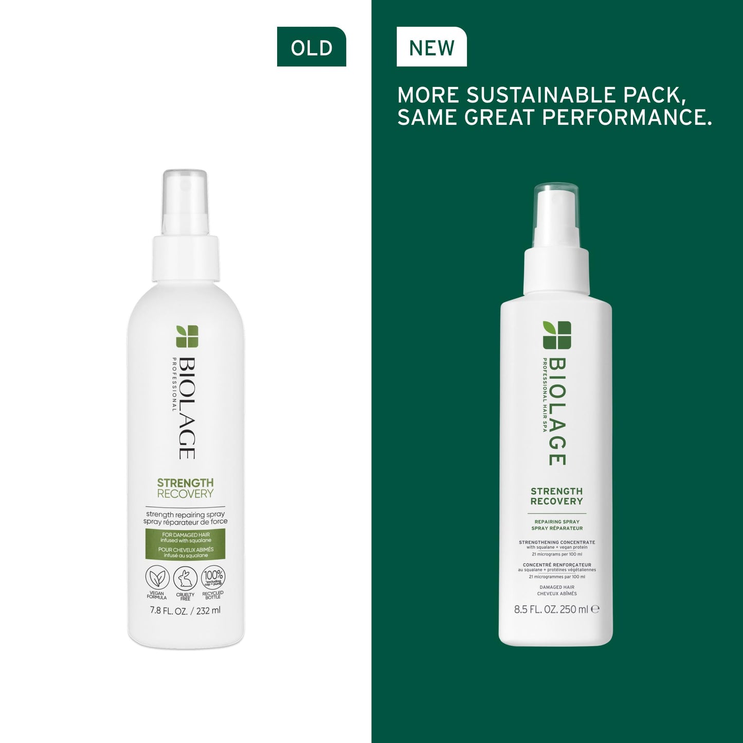 Biolage Strength Recovery Leave-In Conditioner Spray | Hair Repairing Heat Protectant & Detangler | Strengthens & Prevents Damage | For Damaged & Sensitized Hair | Vegan | Cruelty-Free