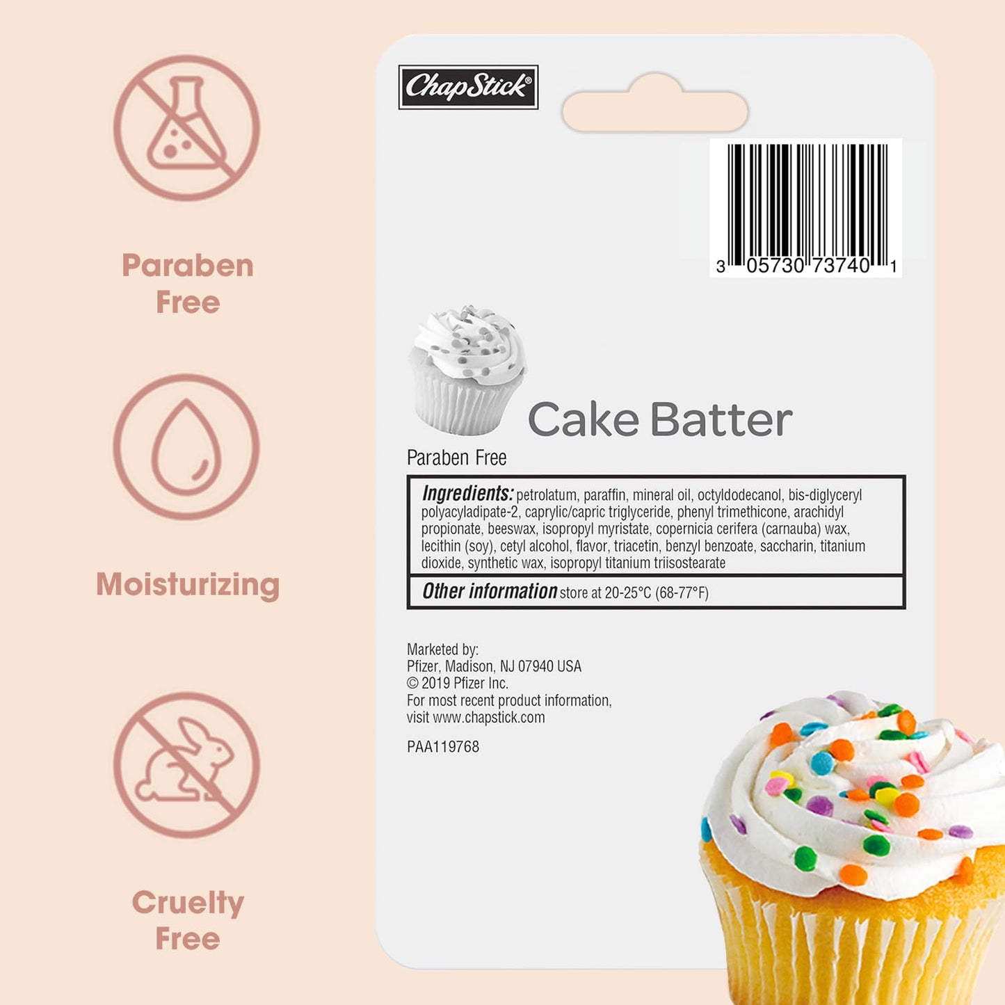 ChapStick Lip Moisturizer, Cake Batter 3-Packs (12 Sets/36 Tubes) – Bulk Lip Balm, Irresistible & Sweet, 0.15 Oz Ea