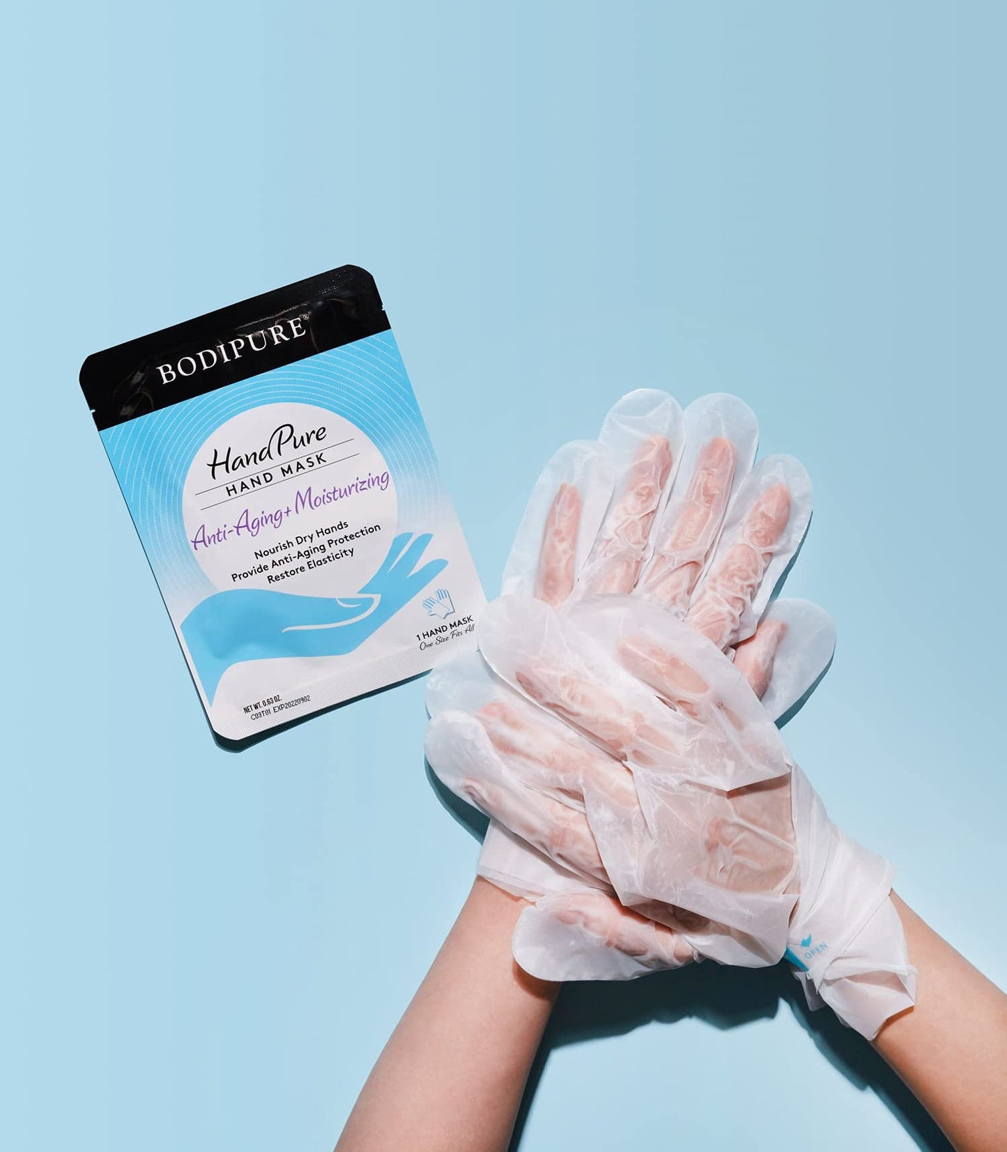 BODIPURE HandPure Hand Mask, Intensive Repairing Treatment for Dry Cracked Hands, Anti-aging Moisturizing Gloves, Repairs Rough and Extra Dry Hands, For Women and Men 3 Pack