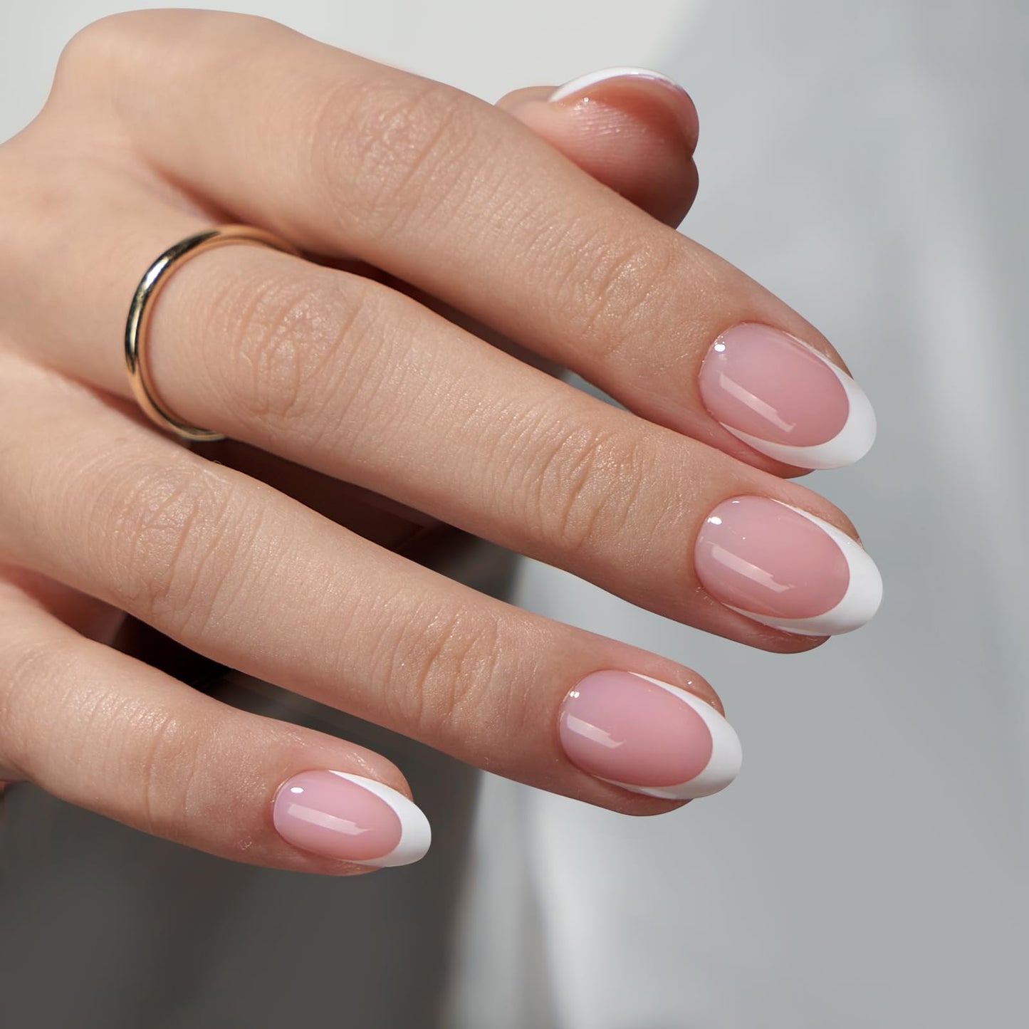 BTArtboxnails XCOATTIPS French Nails - Extra Short Almond Tips with Nail Gel, French Protecing Duo, Nail Lamp, All in One Soft Gel French Tip Press on Nails Gel Extension