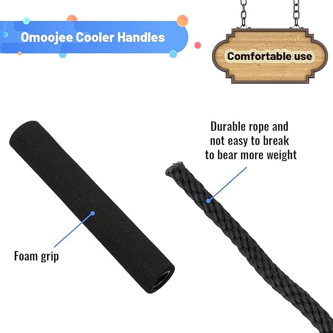 Cooler Replacement Handles Rope, 2 Pack, Compatible with YETI Tundra & RTIC Coolers, Extender Cooler Handle Parts