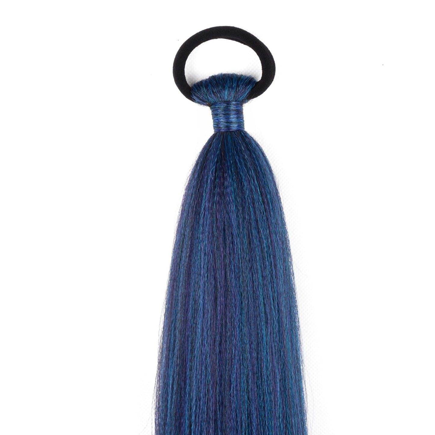 Braid Ponytail Extension with Elastic Tie Straight Sleek Wrap Around Braid Hair Extensions Ponytail Natural Soft Synthetic Hairpiece Blue gradient 26 Inch(Black/Blue/Light Blue#)