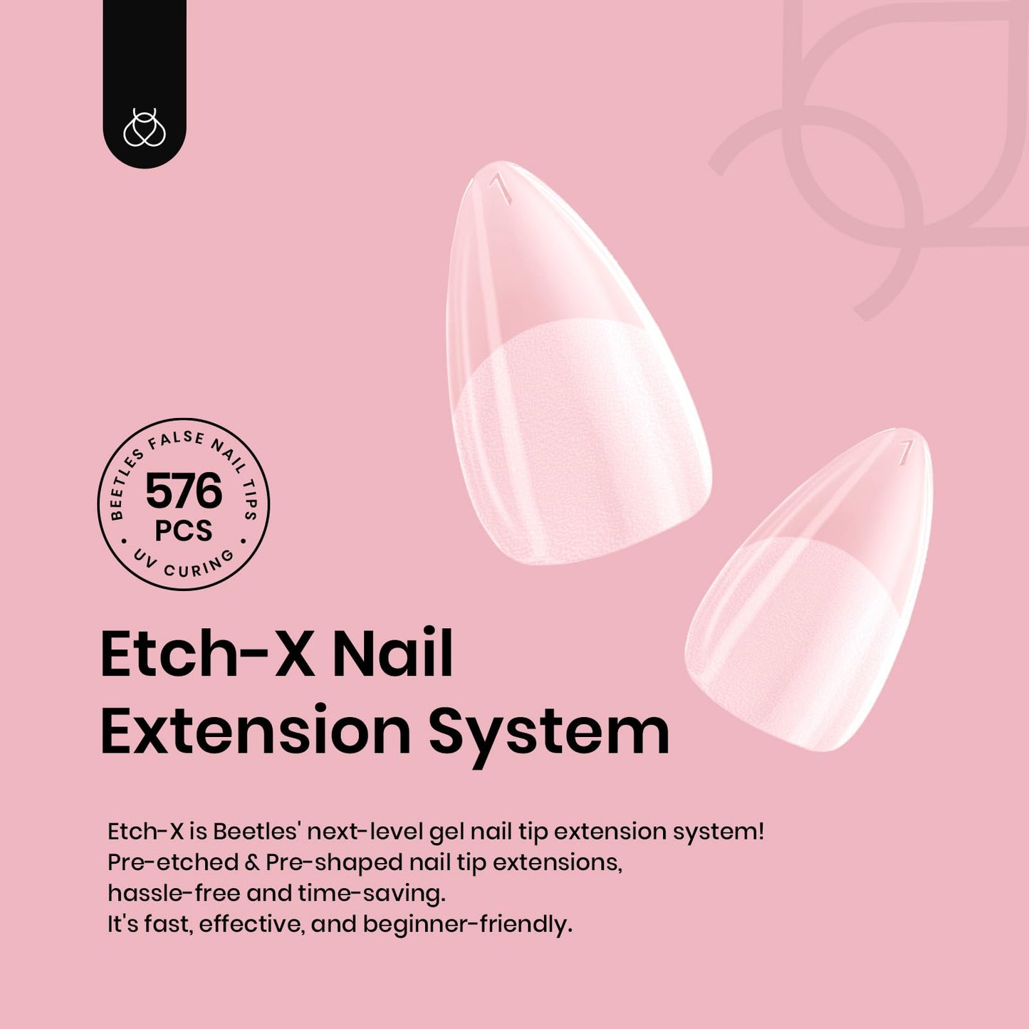 Beetles Gel Nail Tips 576Pcs Extra Short Almond Fake Nails Etch-X Half Matte Press on Nail Tips Full Cover Gifts for Women Gel Nail Polish Extensions Set