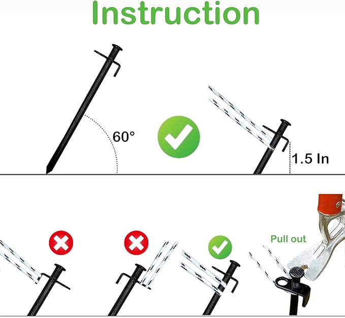 Cheardia 20 Pack Tent Stakes Heavy Duty, 10 Inch Outdoor Camping Pegs Stakes Black Metal Ground Stakes Spikes for Tent Tarp Canopy Unbreakable and Inflexible