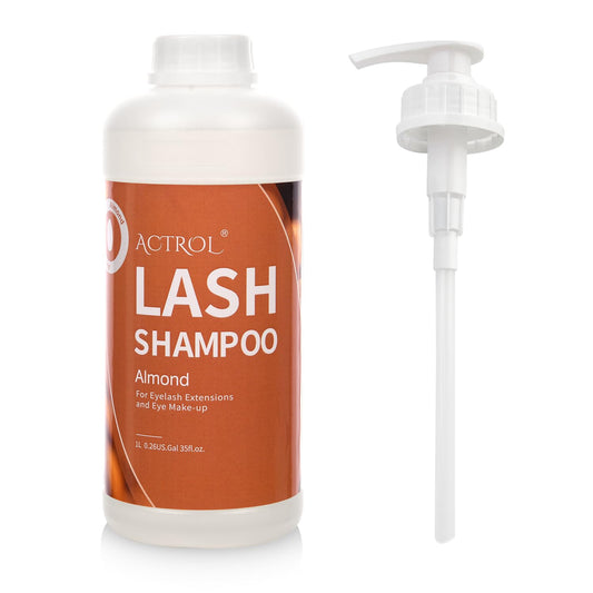 ACTROL Eyelash Extension Cleanser Almond 1L Natural Lash Extension Shampoo Professional Eyelid Foaming Cleanser Paraben & Sulfate Free Non-lrritating with Salon and Home Care