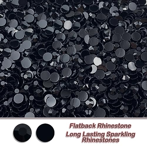 CLRDIVA 5000pcs 2MM Black Resin Rhinestones Bulk Flatback Jelly Gems Flat Back Crystals Non Hotfix Wholesale Stones Diamonds for Crafts Tumblers Face Eye Makeup Nails Bling DIY Decoration