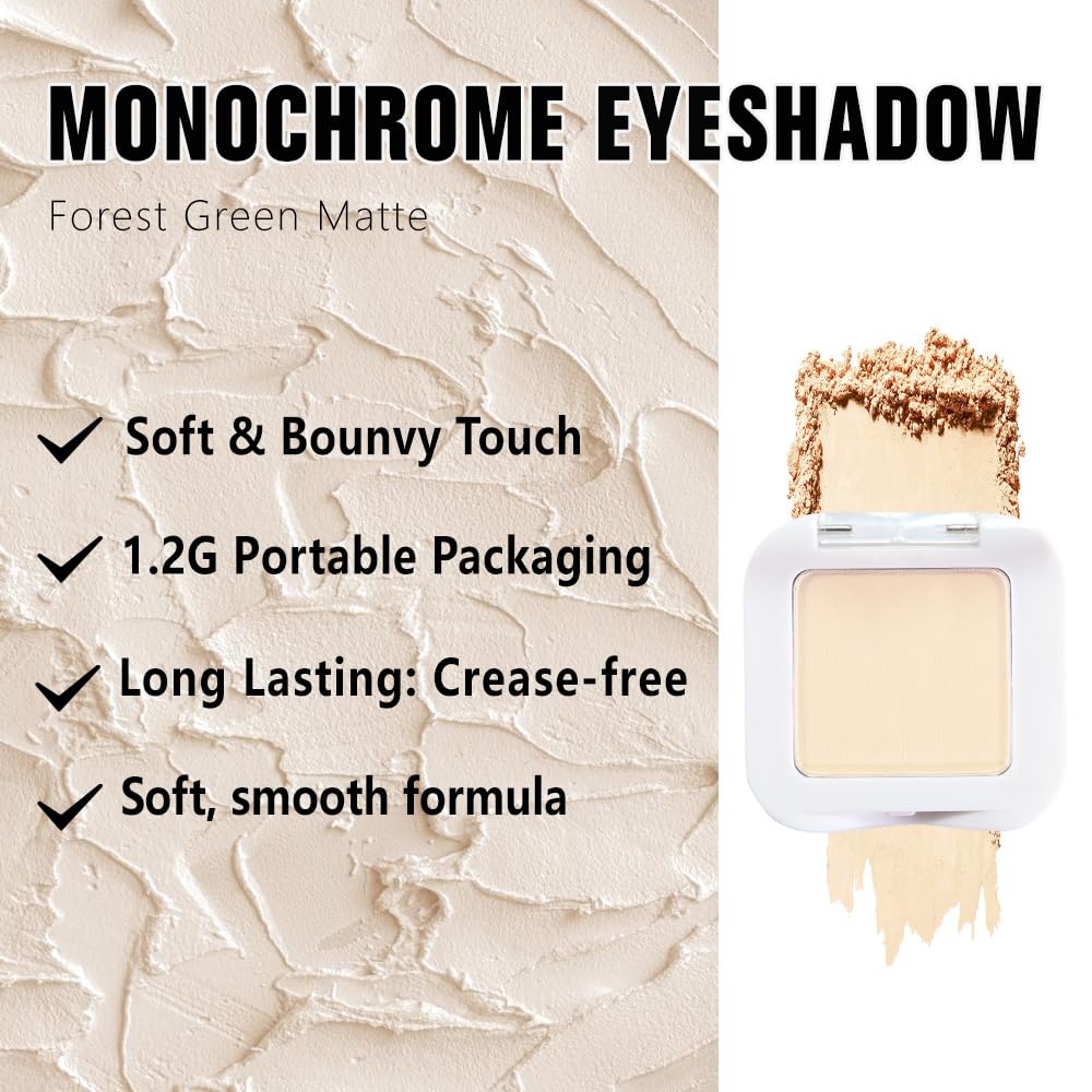 evpct Smoky Beige Matte Single Mini Pressed Eyeshadow Makeup Palette, Nude Monochrome Cream Eye shadows Palette Brightener Makeup for Older Women, Natural Pigmented Waterproof Sombra Para Ojos 17