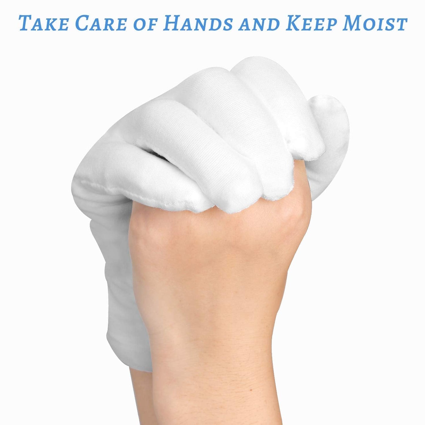 8Pairs White Cotton Gloves for Eczema, White Cotton Eczema Gloves for Dry Hands Sleeping, Breathable Machine Washable Cloth for Men and Women 1