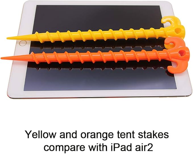 Canopy Stakes Canopy Anchors Beach Tent Stakes Heavy Duty Screw Shape 25 cm 10 inch - 8 Pack Yellow …