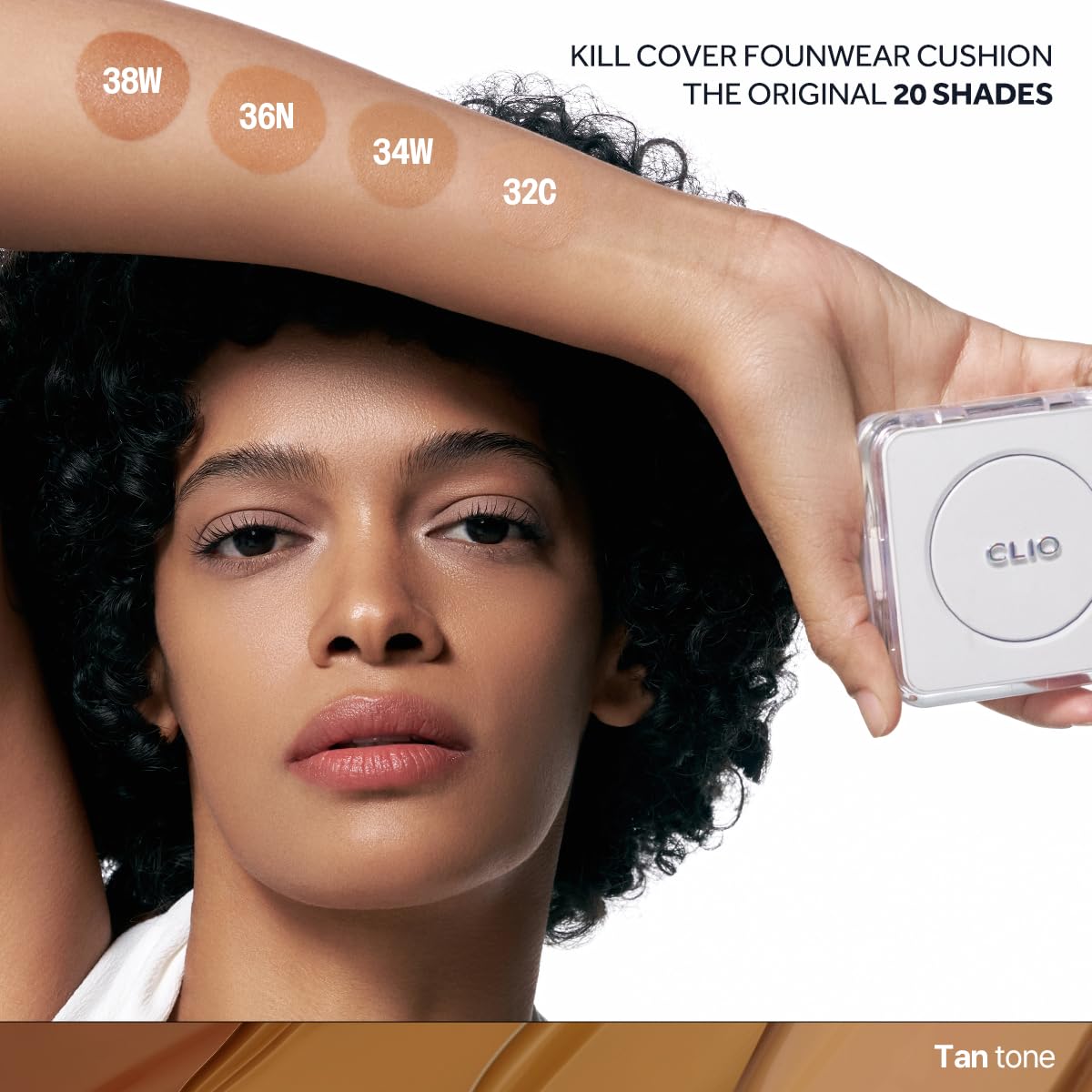 CLIO Kill Cover Founwear Cushion Foundation – Korean Makeup, Full High Coverage, Airy Satin Finish, Skin Fit, 32C MAPLE