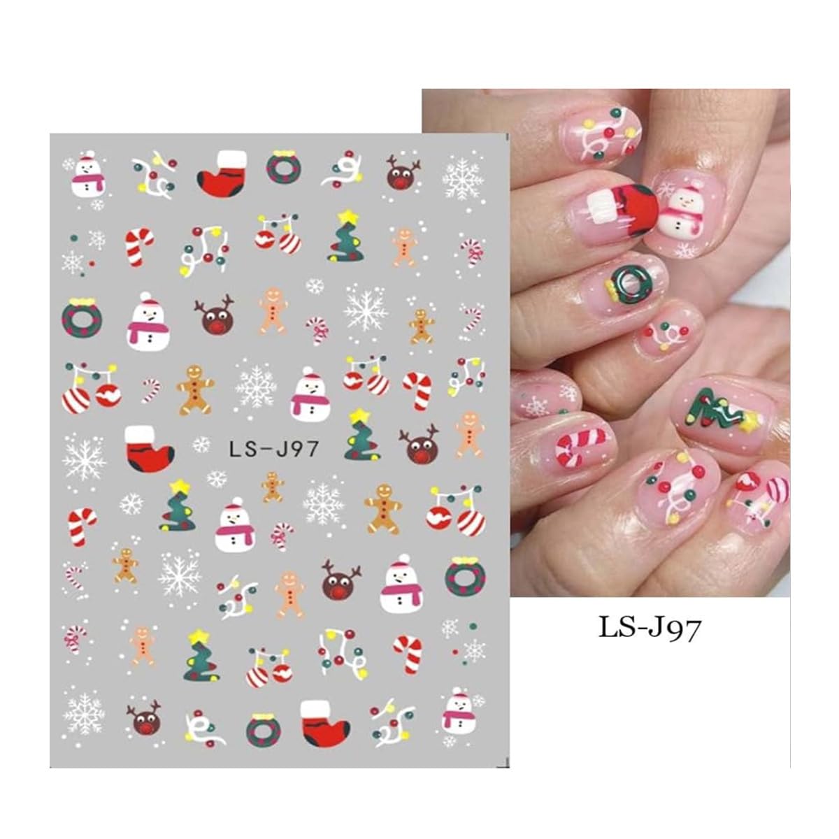 9 Sheets Christmas Nail Stickers Snowflake Nail Decals Snowman Elk Tree Santa Claus Nail Stickers Design Stickers 3D Self-Adhesive Holiday Xmas Nail Decals for Nail Art Manicure Decorations