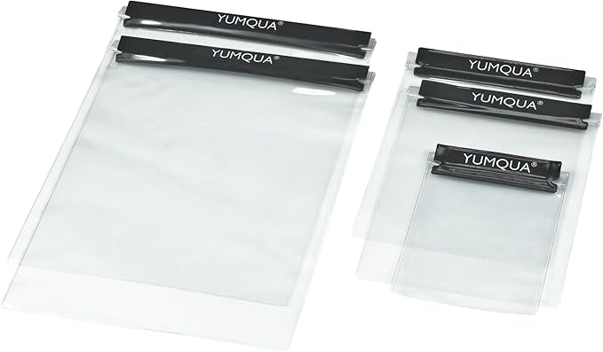 Clear Waterproof Bags 5 Pack Set, Watertight Pouch Holder for Document Map Camera Mobile Phone Car Key, fits Kayaking Boating Hiking Water Sports