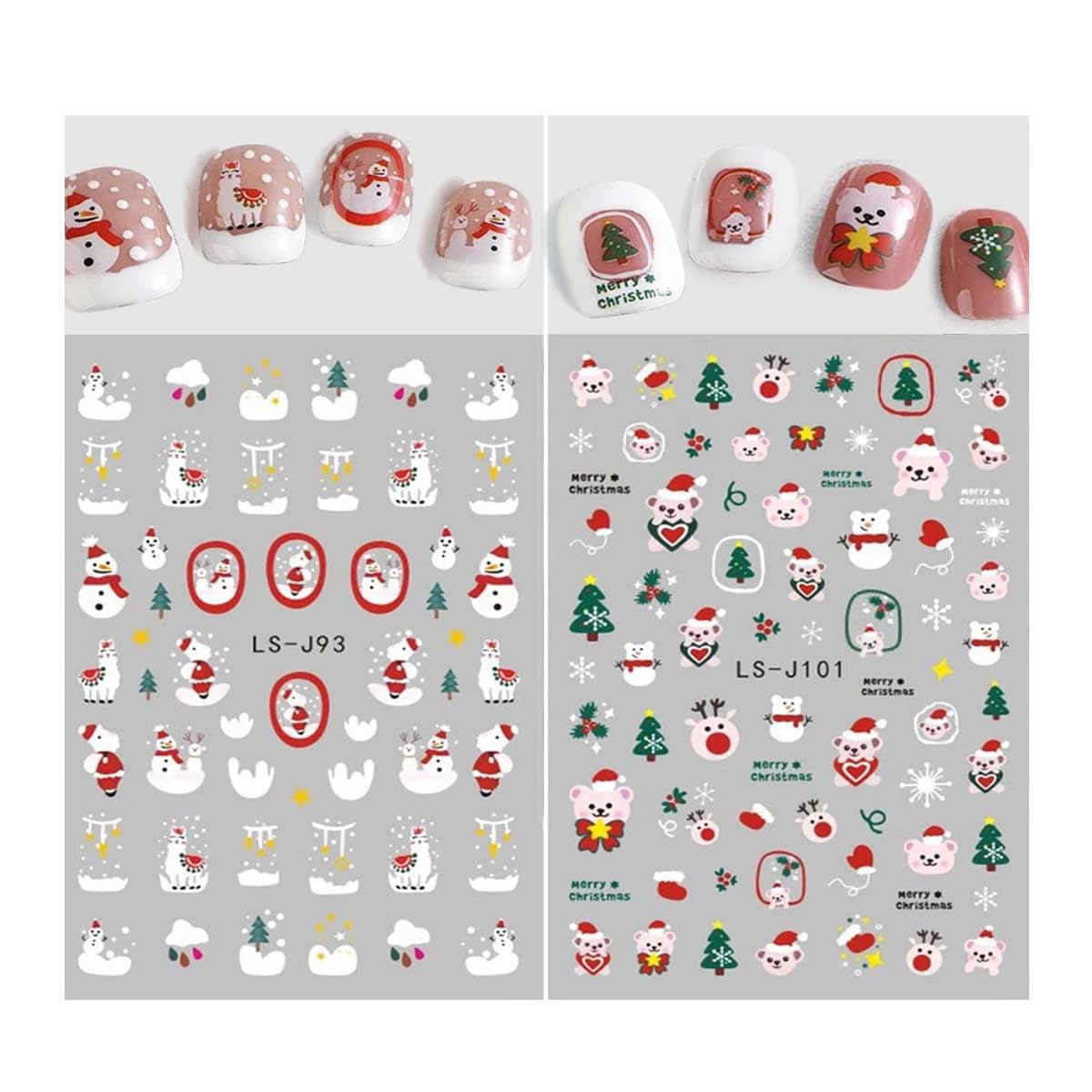 9 Sheets Christmas Nail Stickers Snowflake Nail Decals Snowman Elk Tree Santa Claus Nail Stickers Design Stickers 3D Self-Adhesive Holiday Xmas Nail Decals for Nail Art Manicure Decorations