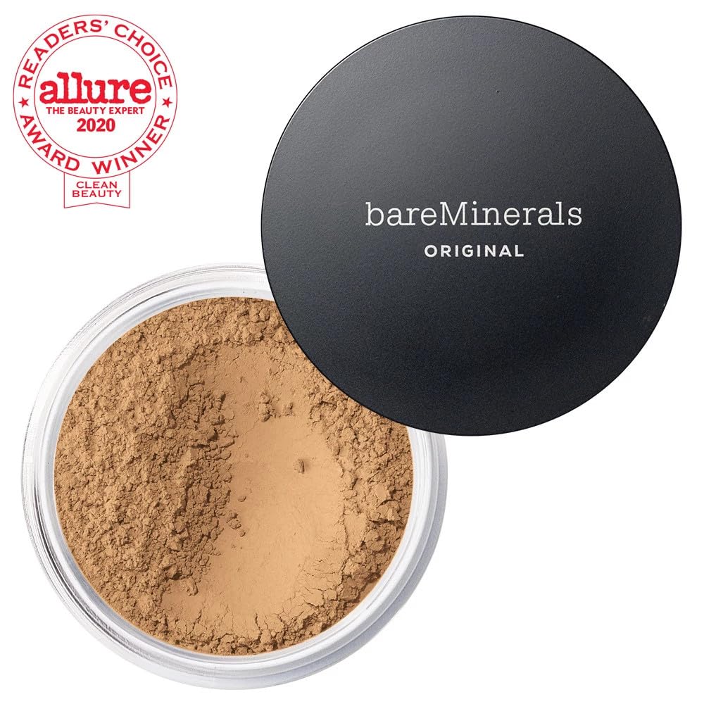 bareMinerals Original Loose Powder Foundation SPF 15, Lightweight Mineral Loose Powder Foundation Makeup, Buildable Coverage, Talc Free, Vegan (Golden Tan 20)