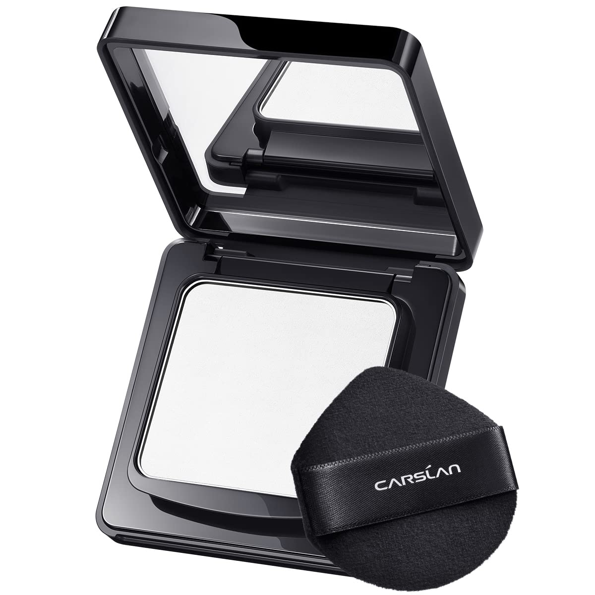 CARSLAN Oil Control Face Pressed Powder Compact, 24H Longlasting Waterproof Pressed Setting Powder Foundation Makeup, Shine Free, Poreless, Smooth, 01 Translucent for dry skin (0.28Oz) (0.28Oz)