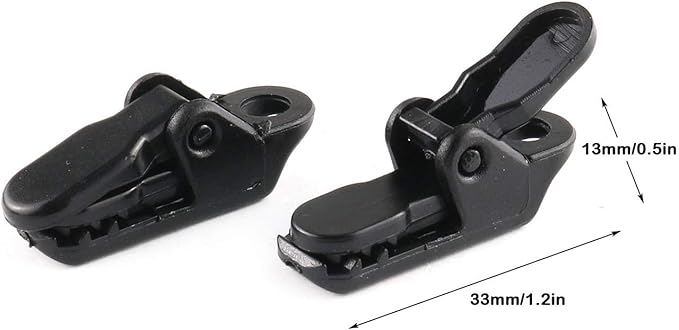 E-outstanding 12-Pack Small Outdoor Camping Awning Point Hook Tent Windbreak Clamp Plastic Crocodile Clip 33x10x13mm, Black