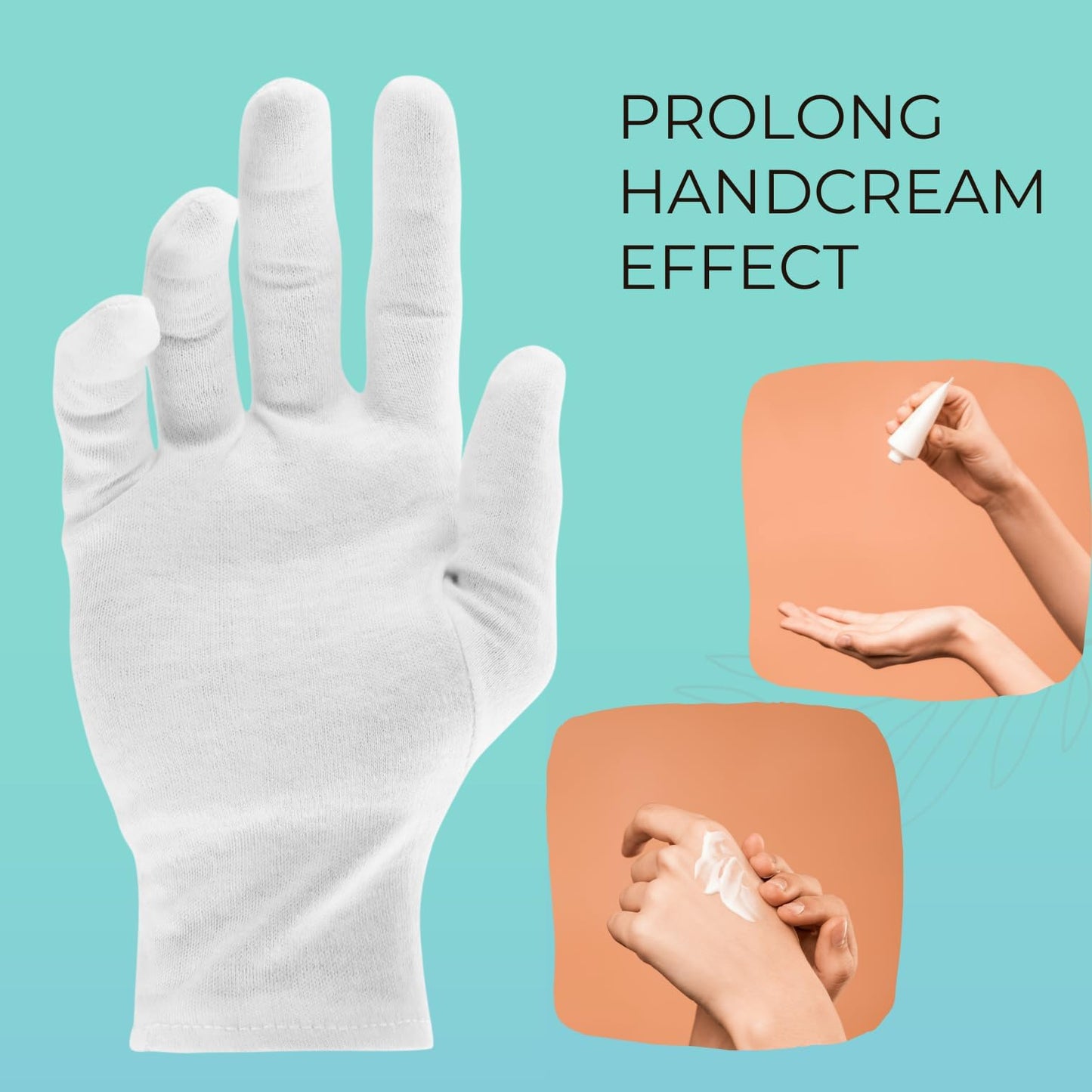 ANSMIO Cotton Gloves - 3 Pairs White Moisturizing Night Gloves, 100% Cotton, Size S