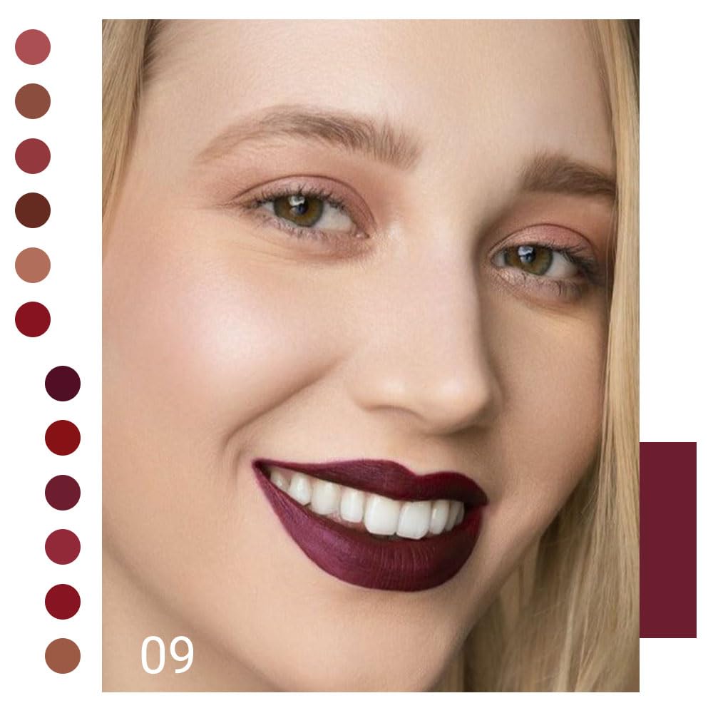evpct 1Pcs Plum Wine Red Silky Velvet Matte Liquid Lipstick Lip Gloss Set for Women Long Lasting 24 Hours Color Stay Lipstick labiales matte larga duracion mate 24 horas originales 09#