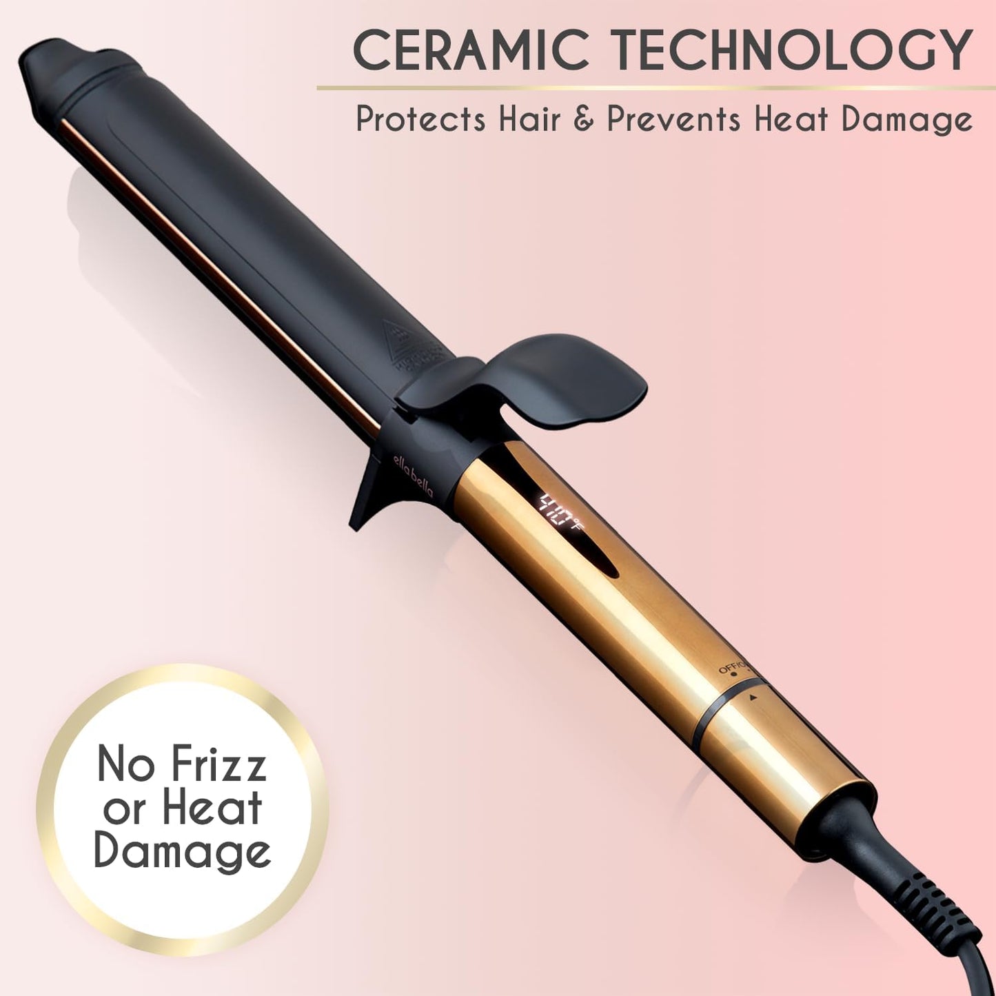ELLA BELLA® Curling Iron 1.5" • Professional Hair Curler • 1.5 inch Curling Iron • Ceramic Curling Irons • Transform Your Look in Seconds • Suitable for All Hair Types • Say Goodbye to Heat Damage