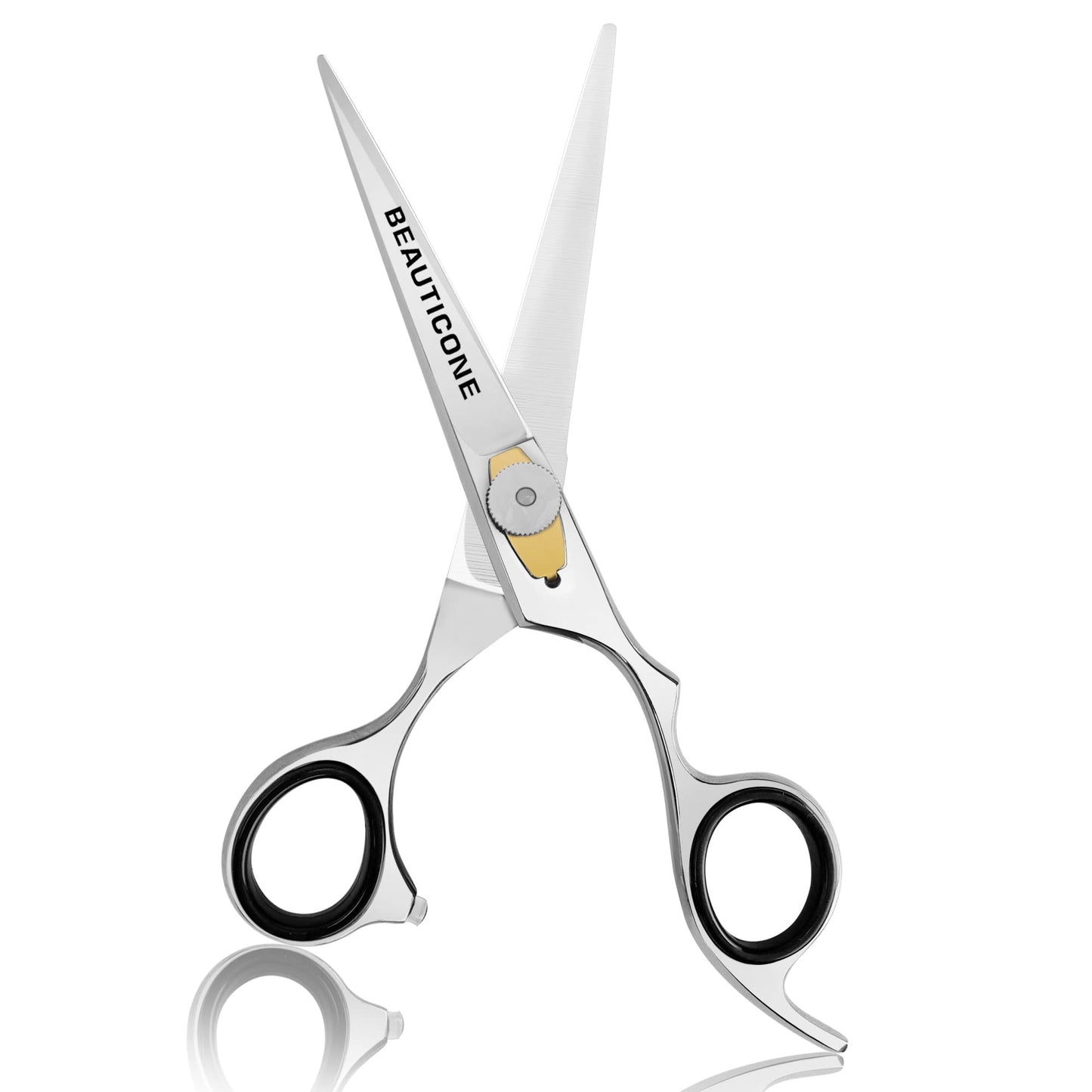 BEAUTICONE Hair Cutting Scissors | 6.5 Inch Professional Stainless Steel Barber Shears | Hairdressing Scissors | Smooth & Sharp Edge Blades - for Men/Women (Silver)