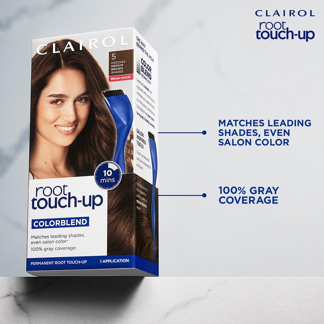 Clairol Root Touch-Up by Nice'n Easy Permanent Hair Dye, 5G Medium Golden Brown Hair Color, Pack of 2