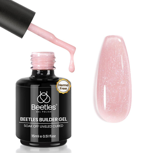 Beetles Builder Gel, Hema Free Nude Glitter Builder Gel for Nails, Nail Strengthener Building Extension Gel in A Bottle 7 in 1 Nails Thickening & Repair